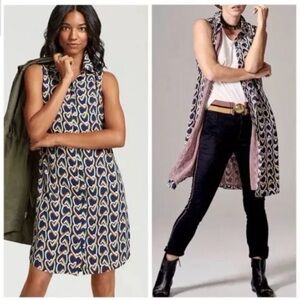 Cabi Amour Heart Patterned Blue Dress